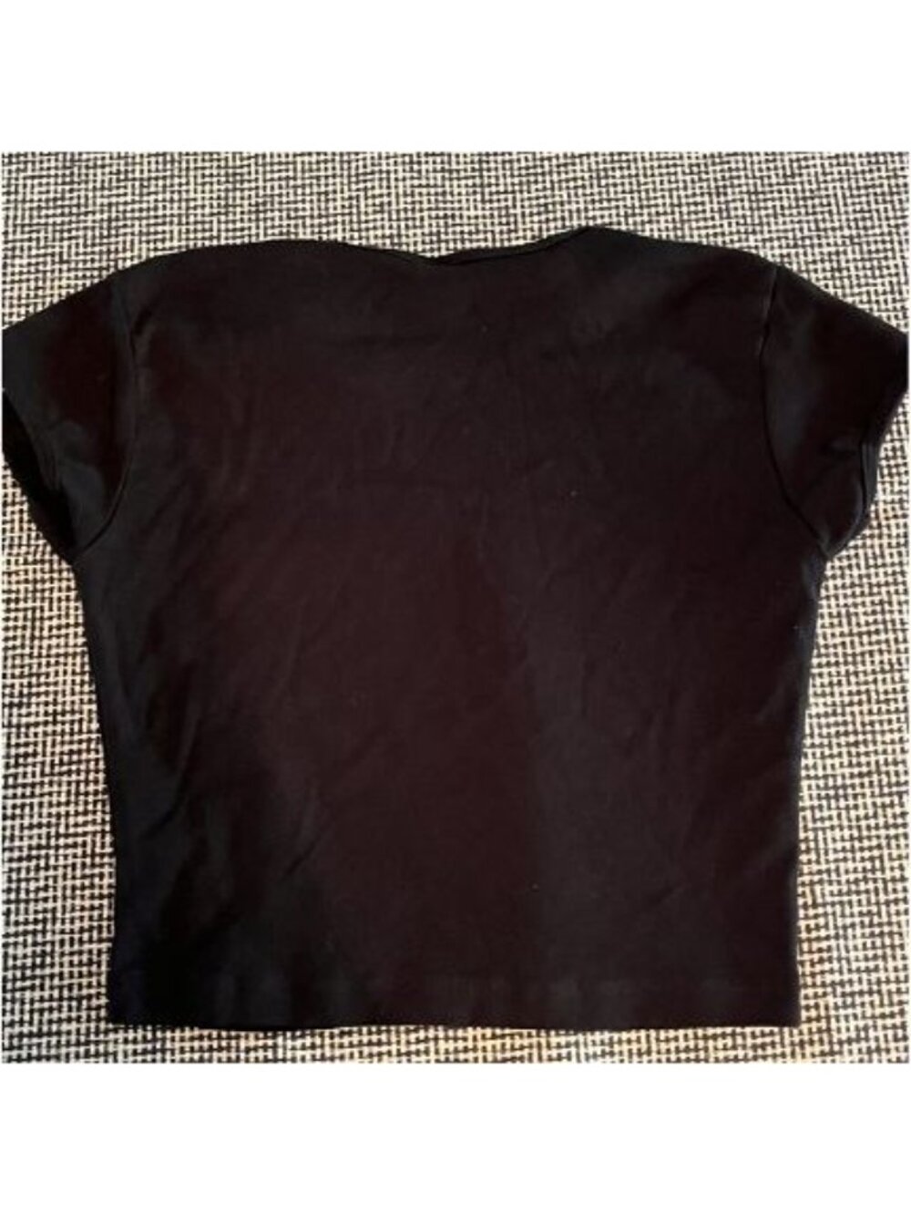 Queen Rhinestone Crop Top Womens XL Black Y2K LA Apparel Baby Rib Tee 1067 - Picture 4 of 4